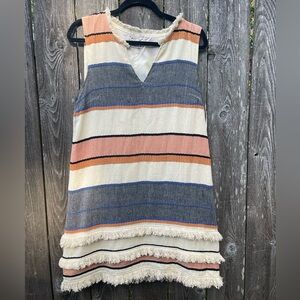Anthropologie Holding Horses Striped Fringe Shift Southwestern Dress size 10
